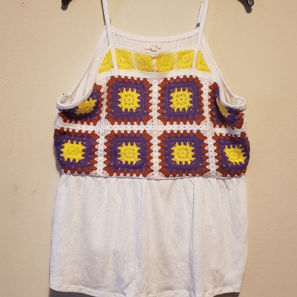 Maurices White and Multicolor Crochet Camisole